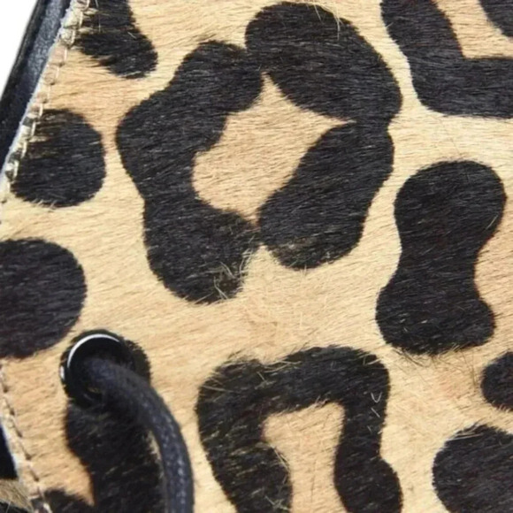 TopShop Chunky Heel Boots NWOT  Calf Hair Leopard Brown Black Booties Size 37 - Picture 12 of 12